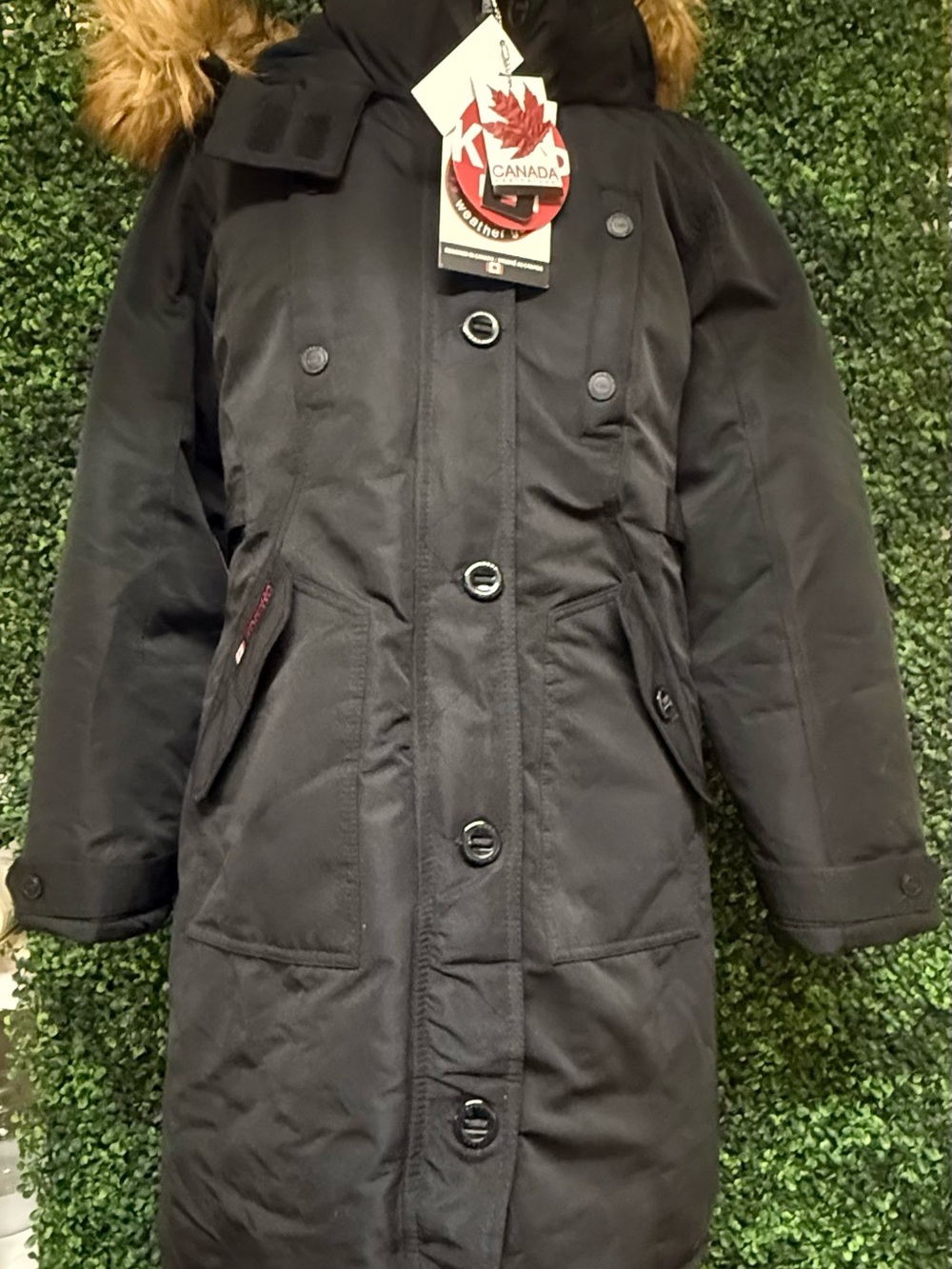 Canada Weathergear Black Long Winter Parka Faux Fur Hood NWT – M 🖤❄️